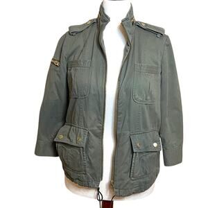 Apostrophe khaki  green cotton fully lined 3/4 sleeve utility jacket  Sz S